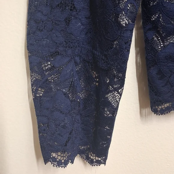 Guess Y2K Lace Sheer Top Blue Large Crop Fairy Feminine Delicate - Picture 6 of 11